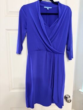 ANTONIO MELANI Royal Purple Wrap-Style Midi Dress